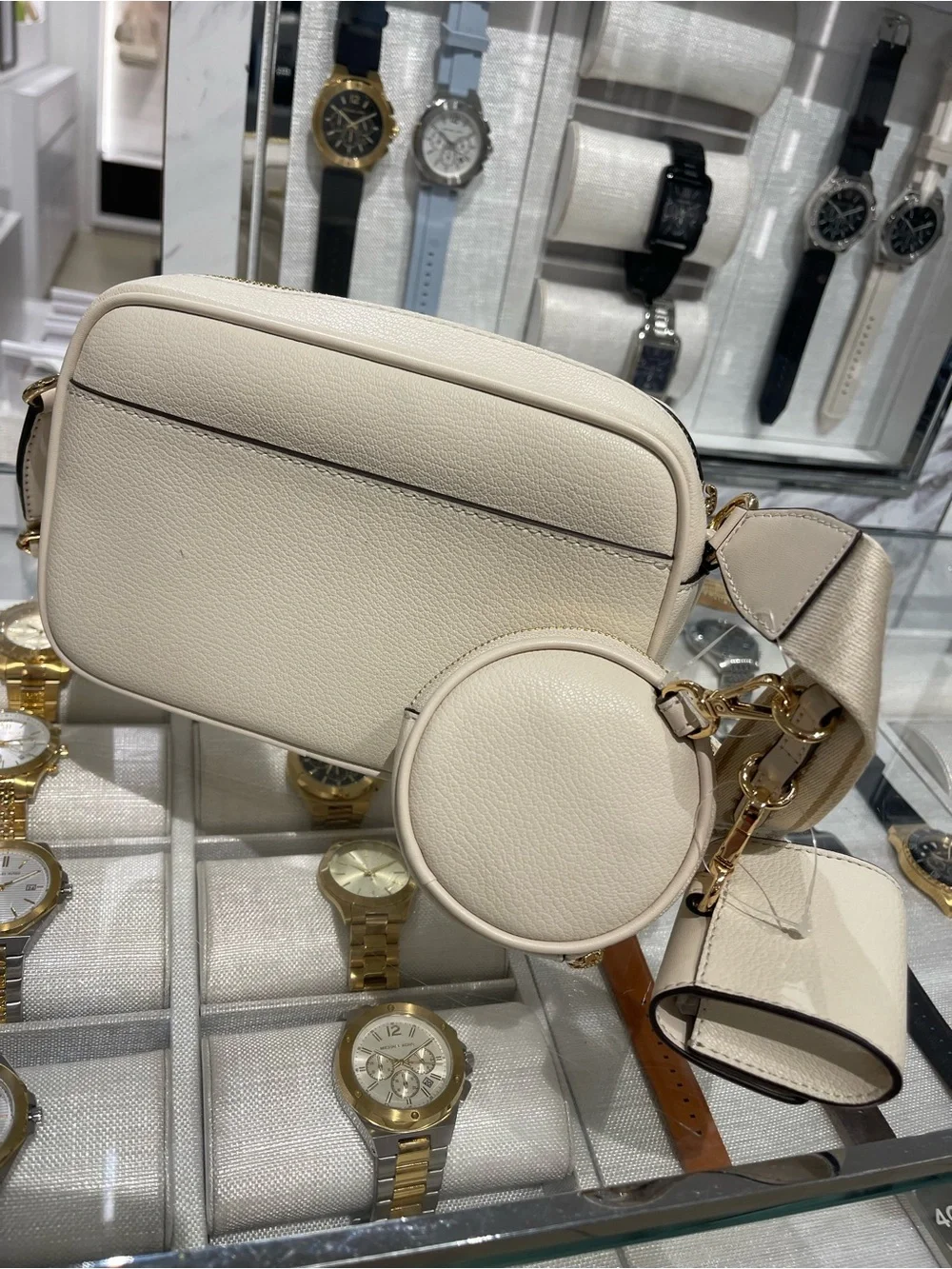 Michael Kors JST Md Pocket Leather Messenger XBody With Attachments Crossbody